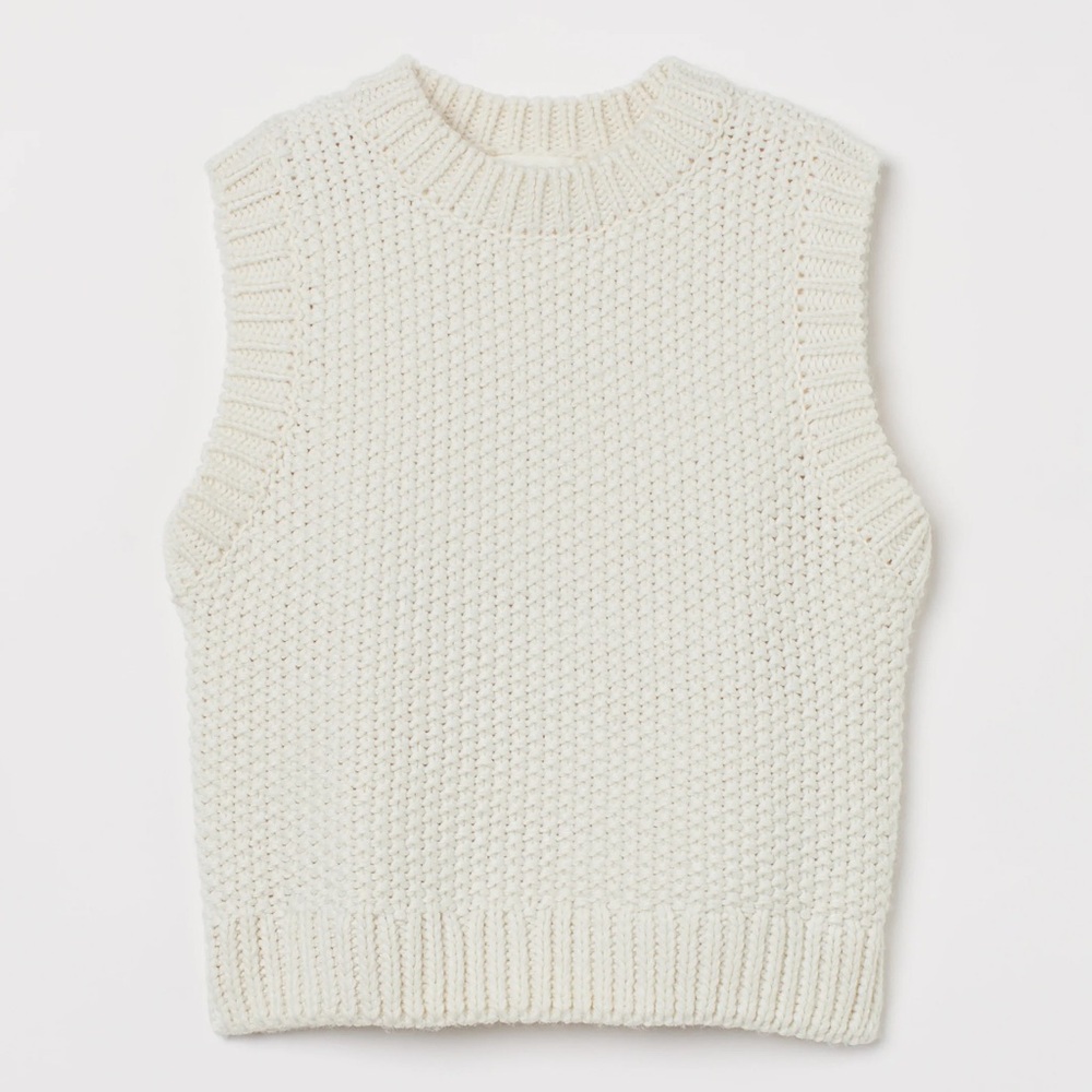 NWT - H&M Cream Knit Sleeveless Sweater Vest